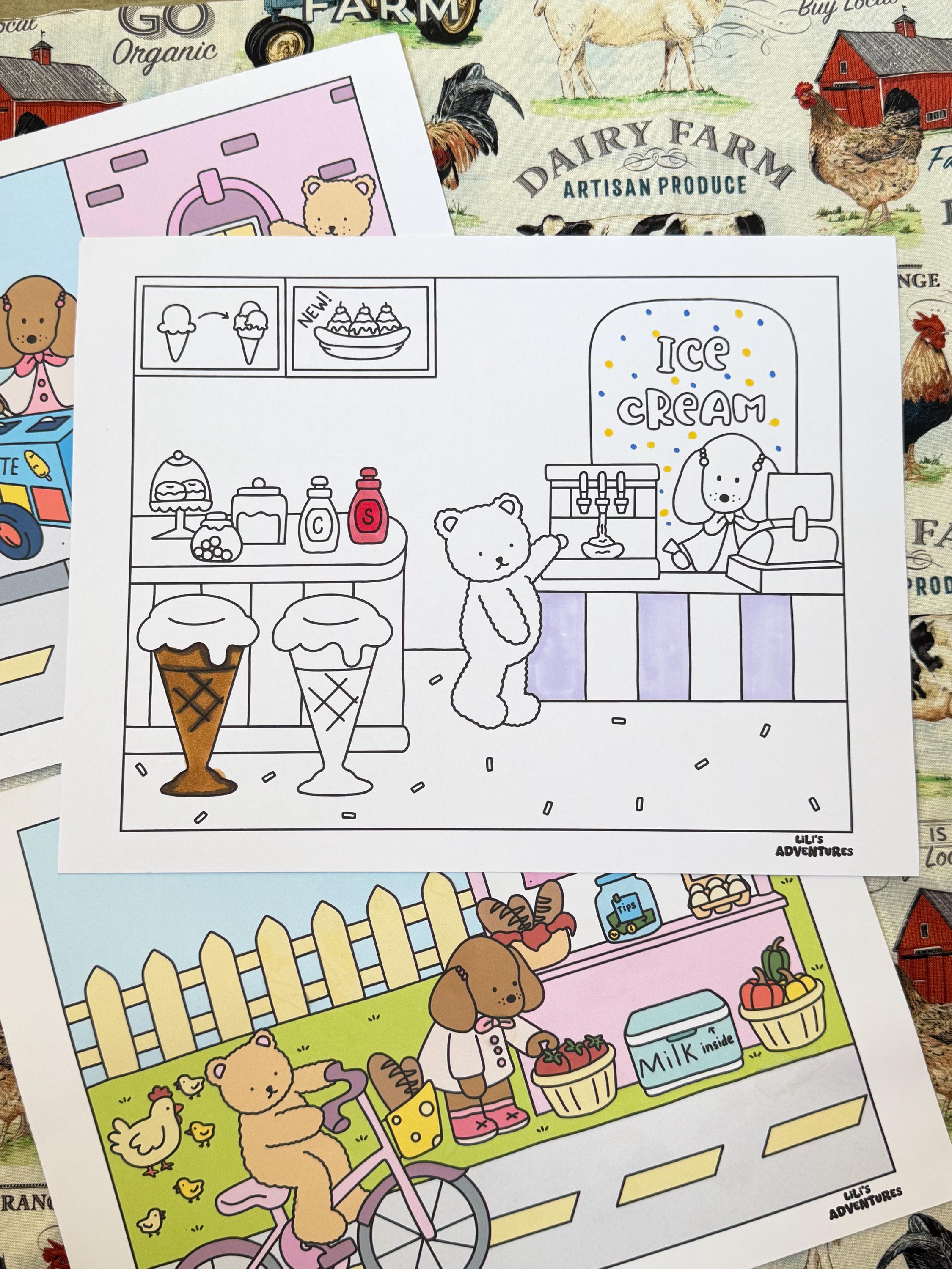 Summer 26 | Lilis Adventures | 20 Pages | Cardstock Coloring Book - Etsy