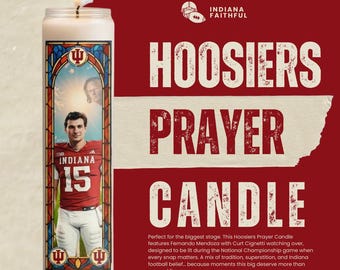Fernando Mendoza Prayer Candle – Indiana Hoosiers Football Fan Gift