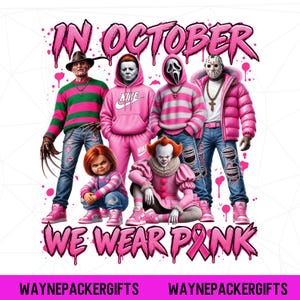 Espeluznante en octubre nos vestimos de rosa Halloween Png, Cáncer de mama Halloween Png