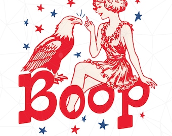 Funny Eagle Boop Patriotic America Girl Png, Fourth of July Png, Vintage Patriotic Png