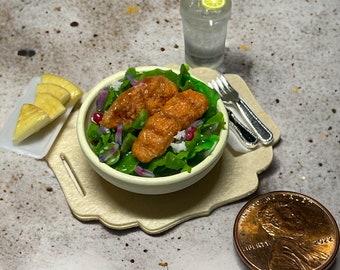 Dollhouse Miniature Grilled Salmon Salad: 1/12 scale