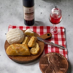 Miniature Dollhouse Baguette and Brie 1/12 Scale