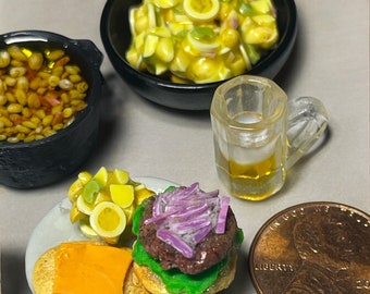 Dollhouse Miniature Summer Picnic Meal: 1/12 Scale