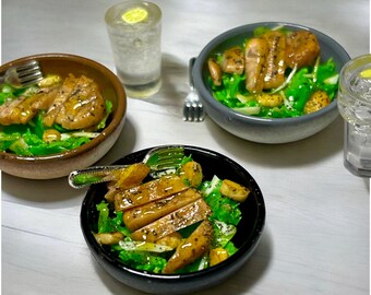 Dollhouse Miniature Grilled Chicken Caesar Salad: 1/12 scale