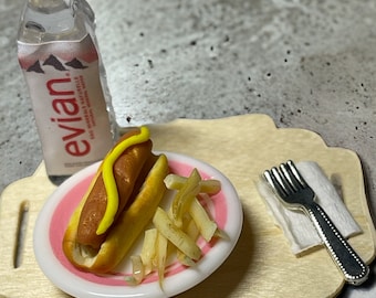 Dollhouse Miniature Hot Dog and Fries: 1/12 scale