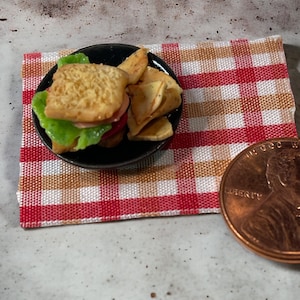 Dollhouse Miniature BLT Sandwich with Tortilla Chips 1:12 scale