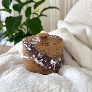 Handcrafted Marble Jar with Lid: Kitchen & Bath Organizer
