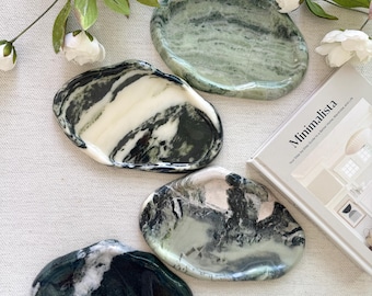 cloud Green Marble tray  on coffee table console table ,Catchall Tray , Perfume Candle Tray, bathroom vanity tray,holiday 9.5*6 in