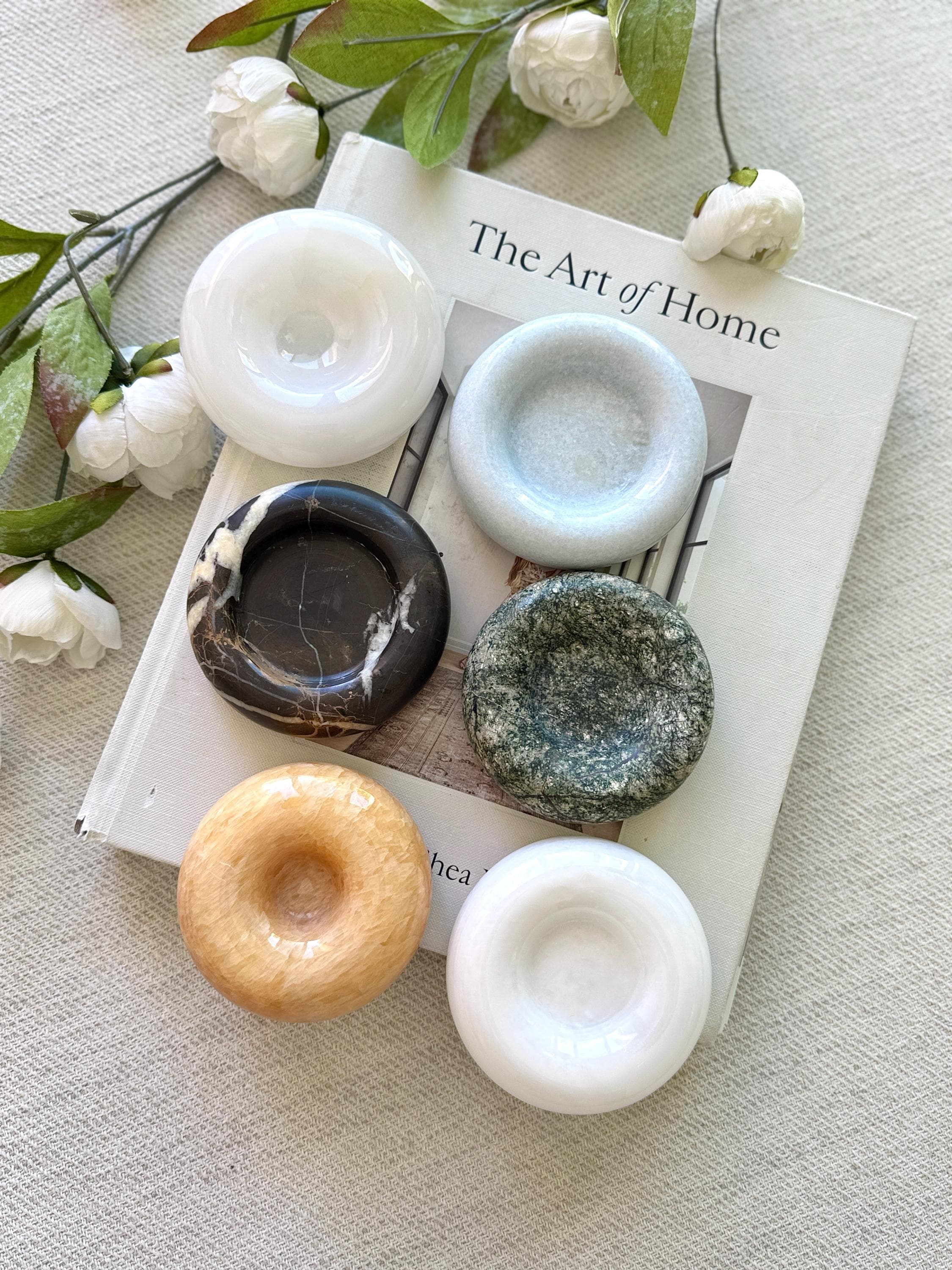 Colorful Onyx Marble Catchall Tray Donut Decorative Trinket Tray