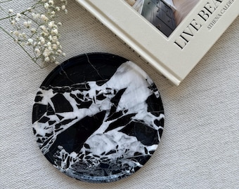 黒大理石　象嵌細工　トレー　black marble inlay tray Pave Oval Black Marble Serving Tray + Reviews | CB2 Canada