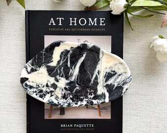 Black Nero Antico Marble Tray: Irregular Cloud Shape, Vanity & Coffee Table Decor  9.5*5.7 in