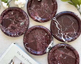 Rosso Levanto Marble Donut Tray, Red Burgundy Donut Tray,Decorative Trinket Tray, Elegant Marble Gift ,Round Jewelry Dish, Candle Holder