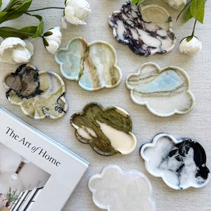 Bunte Wolken Stein Catchall Dish: Jade & Marmor Schmuck Tablett, Tisch Dekor, bestes Geschenk, Größe 15 * 10 cm