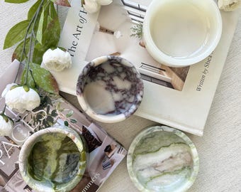 Multicolor Marble & Onyx round bowl - Colorful Stone Catchall Dish - Luxury Jewelry Tray - Modern  Vanity Decor - Unique Housewarming Gift