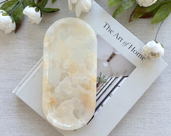 Eisiges Onyx Tablett auf Beistelltisch Beistelltisch, Schmuckstück großes Tablett, Marmor Catchall Küche Badezimmer Waschtisch, Wohnkultur, 25 * 5 Zoll