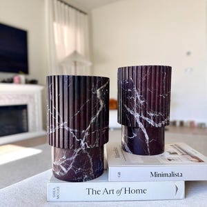 Rosso Levanto Red Marble Wine Cooler Large Vase | Luxury Natural Stone Statement Piece for Dining & Styling