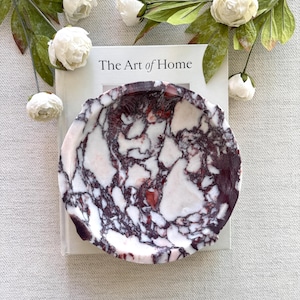 Cuenco de mármol Calacatta Viola / Cuenco de piedra artesanal para servir y exhibir / Elegante centro de mesa para la mesa de centro o la cocina