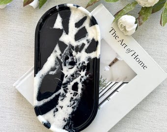 Handcrafted Black Nero Antico Marble Tray: Perfume, Candle & Jewelry Organizer  12*6 in