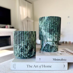 Verde Alpi Green Marble Wine Cooler Large Vase | Luxury Natural Stone Statement Piece for Dining & Styling