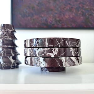 Rosso Levanto Marble Tray: Red Coffee Table Centerpiece, Home Decor，7.2 in diam* 2.5 height