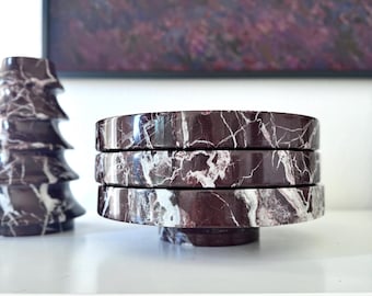 Rosso Levanto Marble Tray: Red Coffee Table Centerpiece, Home Decor，7.2 in diam* 2.5 height