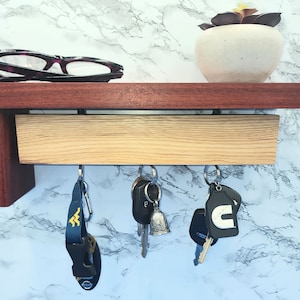 Wall Mount Shelf Wooden Magnetic Key Chain Holder