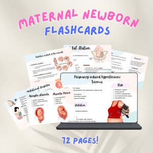 Mère, nouveau-né, cartes-éclair imprimables, obstétrique et maternité, mère, bébé, infirmière, travail et accouchement, notes d'infirmière, guide d'étude NCLEX, infirmière praticienne
