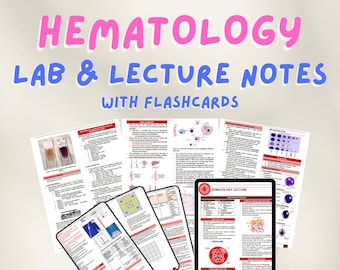 Hematology Laboratory & Lecture Notes with Flashcards Medical Technology Notes Printable Summary of MedTech Transes Study Guide