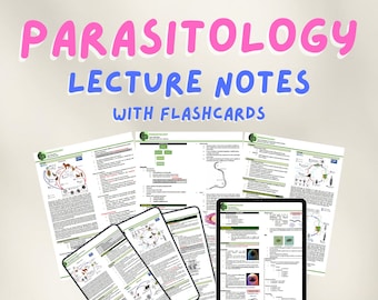 Parasitology Lecture Notes with Flashcards Medical Technology Notes Printable Summary of MedTech Transes School Study Guide