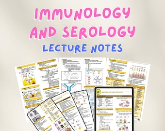 Immunology and Serology Lecture Notes Medical Technology Notes Printable Summary of MedTech Transes School Study Guide