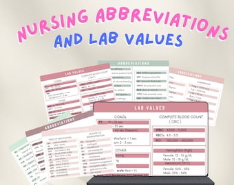 Nursing Abbreviations and Lab Values Nursing Study Sheet Nursing Notes Interpretation Guide for Nursing Students NCLEX Study Guide