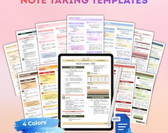 Modèle de prise de notes | Modèle de Notes d'étude | Modèle de transe | Notes numériques et imprimables pour les étudiants