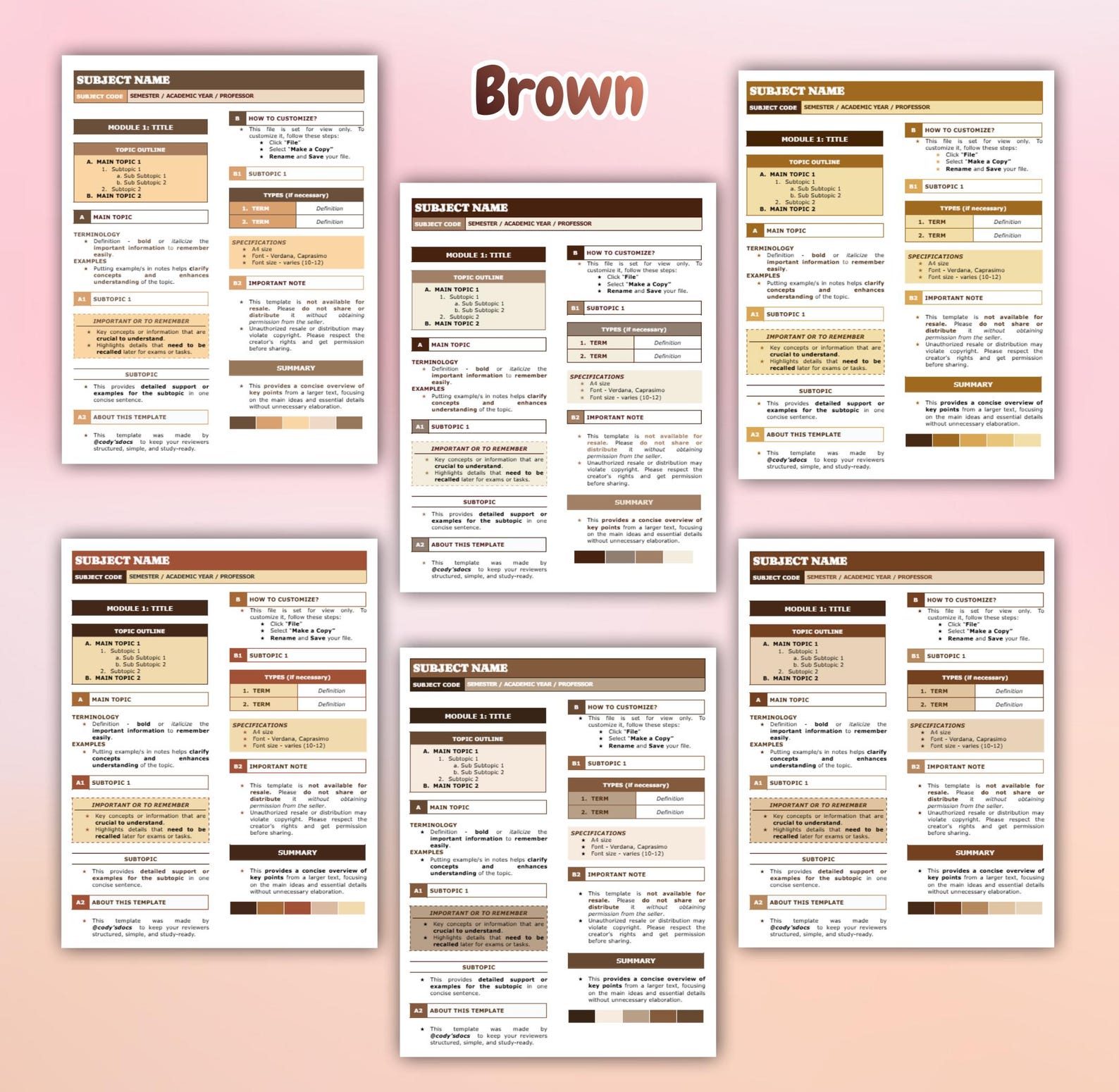 Note Taking Template | Study Notes Template | Transes Template ...