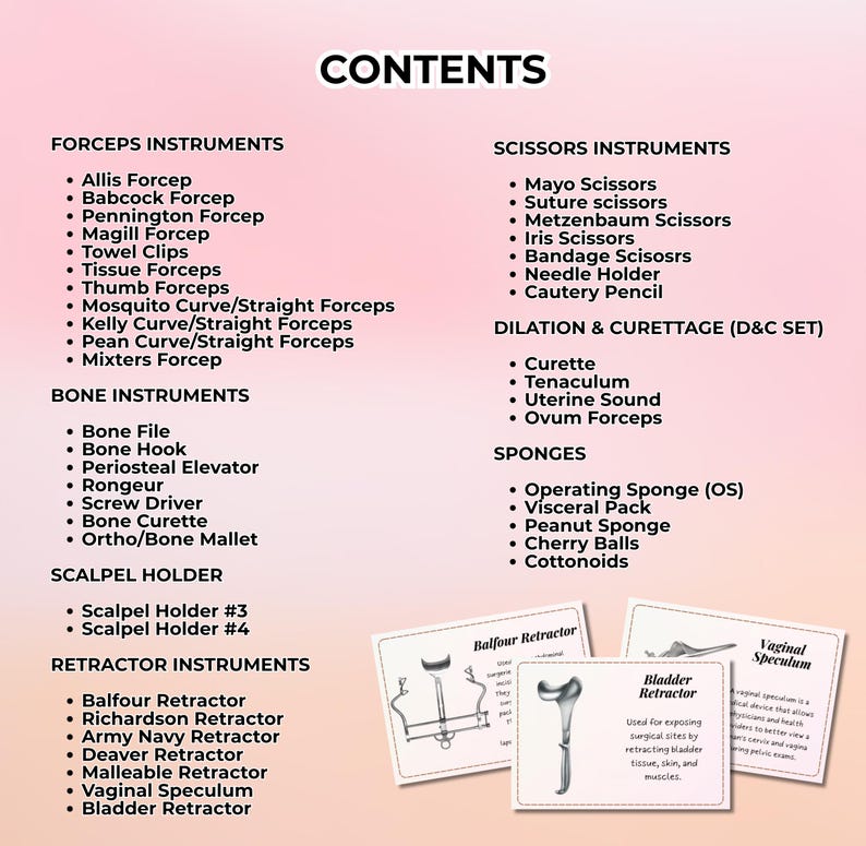 Basic Operating Room Instruments Flashcards | OR Basic Sets & Sponges ...