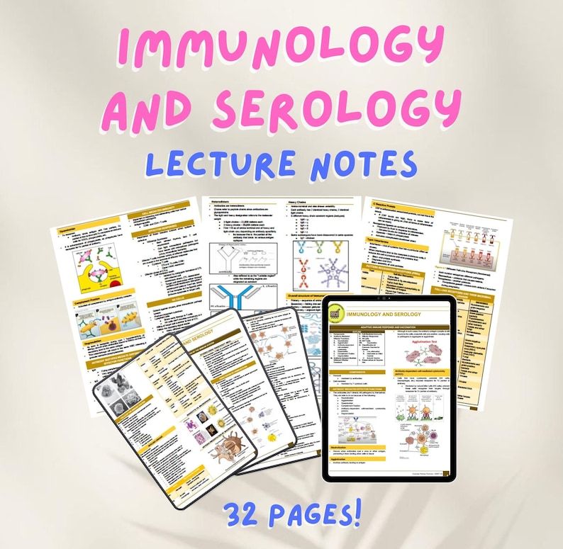 Immunology & Serology Lecture Notes | Medtech Study Guide | Printable ...