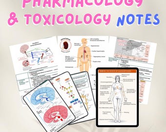 Notes de pharmacologie et de toxicologie | Guide d'étude pour les étudiants en sciences infirmières et en médecine | PDF imprimable (téléchargement numérique)