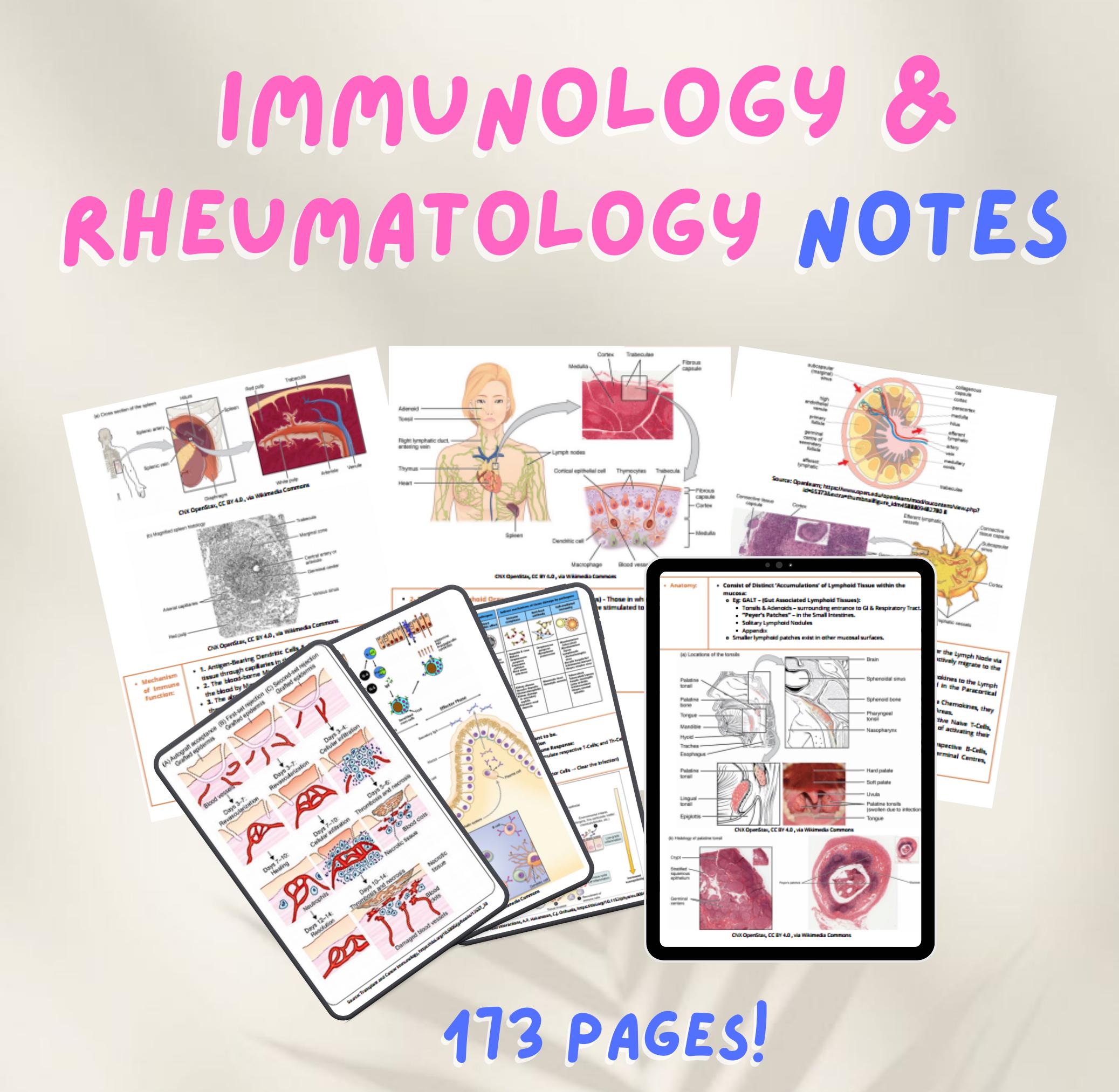 Sample Rheumatology Note Immunology and Rheumatology Notes - Comprehensive Study Guide for ...