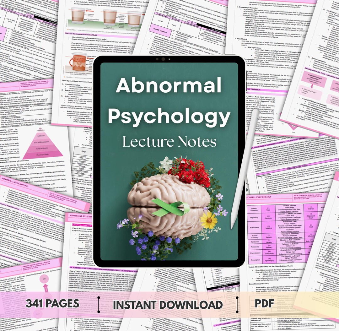 Abnormal Psychology Lecture Notes | Mental Health Study Guide PDF for ...