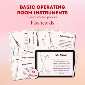 Basic Operating Room Instruments Flashcards | OR Basic Sets & Sponges | Surgical Instruments | Printable PDF (Digital Download)