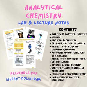 Analytical Chemistry Lab & Lecture Notes | Medtech and Health Science ...