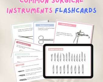 Common Surgical Instruments Printable Flashcards Medical Equipment Surgery Instruments Nursing Notes Nurse Practitioner NCLEX Study Guide