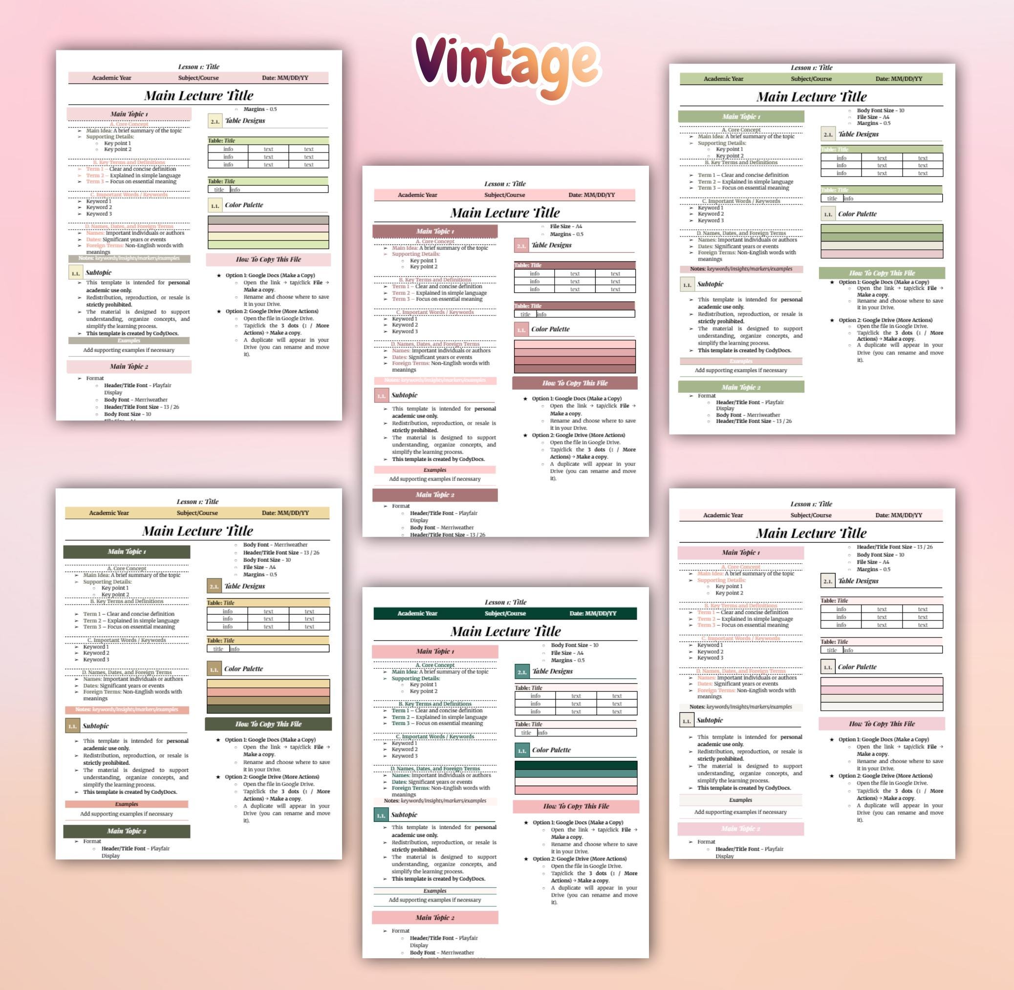 Note Taking Template | Study Notes Template | Transes Template ...