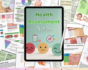 Notas de evaluación de salud / Guía de estudio de enfermería y repaso del NCLEX para estudiantes de enfermería y medicina / PDF imprimible