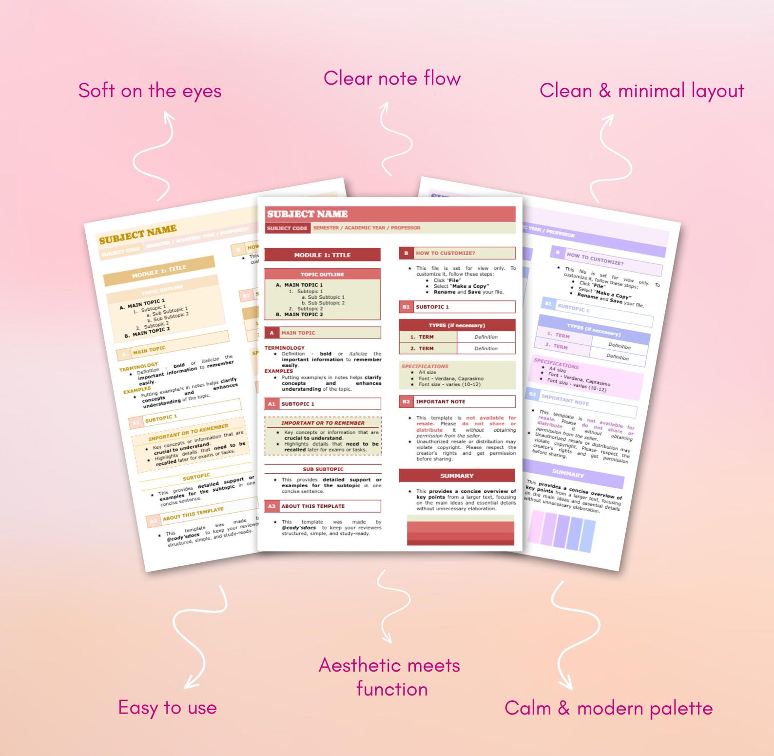 Note Taking Template | Study Notes Template | Transes Template ...