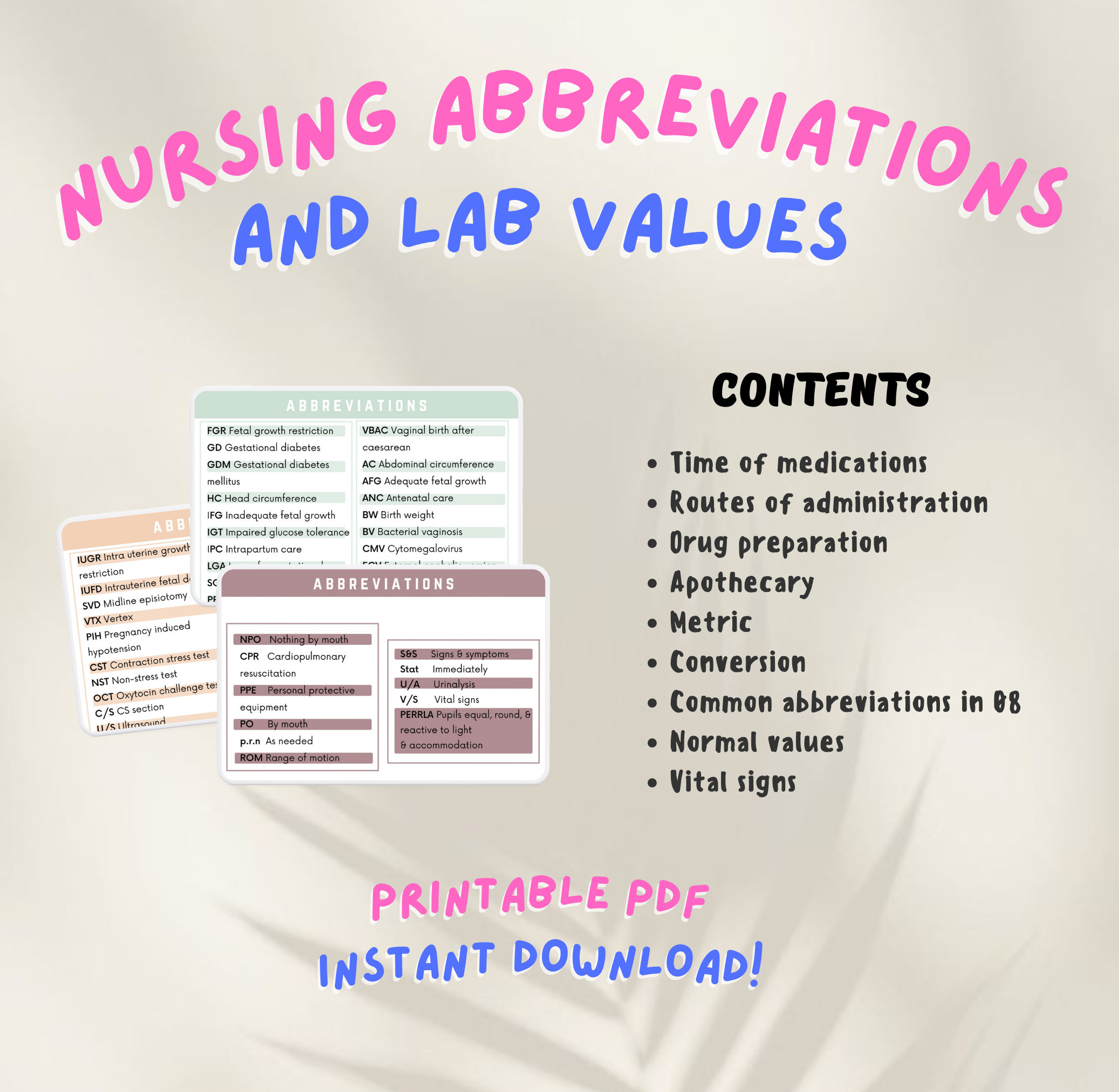 Nursing Abbreviations and Lab Values Nursing Study Sheet Nursing Notes ...