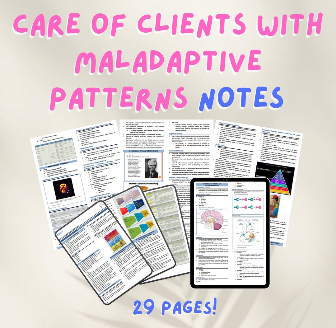 Care of Clients With Maladaptive Patterns Nursing Notes | Mental Health ...
