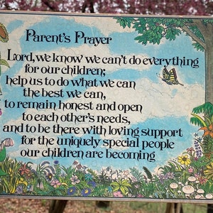 Parent&#39;s Prayer wall decor - vintage 1970s wall art