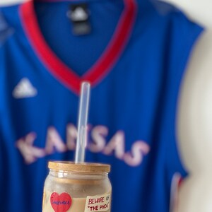 KU Graduation Gift, Glass Cup, Lawrence Kansas, Beak Em Hawks, Allen Fieldhouse, KU Basketball, RCJH, Rock Chalk Jayhawk, Kansas University