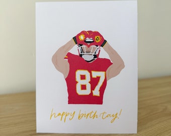 Kansas City Football Birthday Card, Happy BirthTay, Heart Hands, KC Chiefs, KC Football, Eras Tour Birthday, Kelce Kansas City, Eras Bday