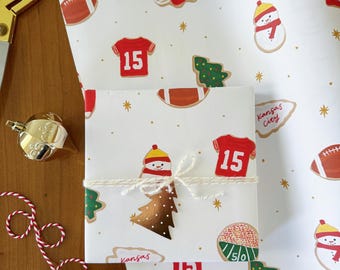 Kansas City Christmas Wrapping Paper, Kansas City Football, Sports Gift Wrap, Christmas Kansas City Football, Superbowl Champs, Gift for Him